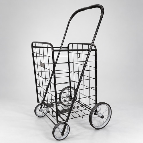 Black folding shopping trolley - shopping,