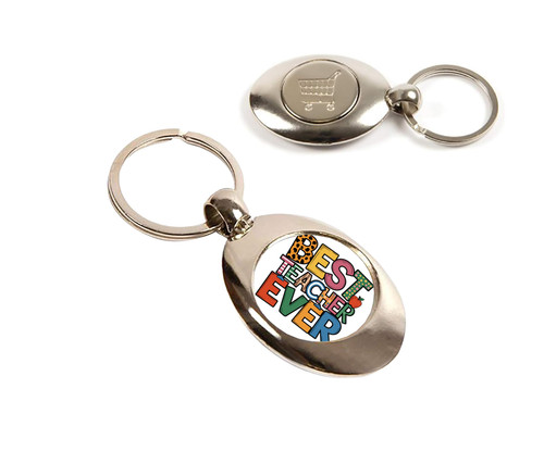 Shopping trolley token keyring - shopping,